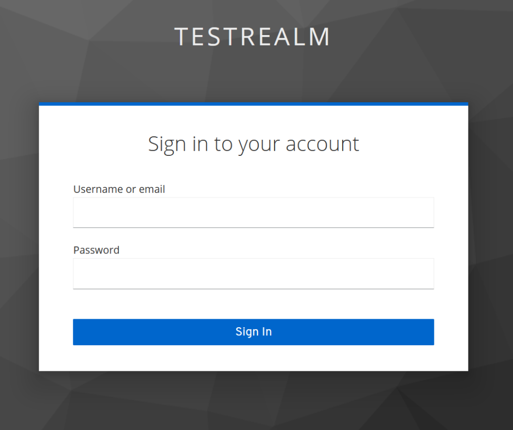 Keycloak Loginmaske Testrealm